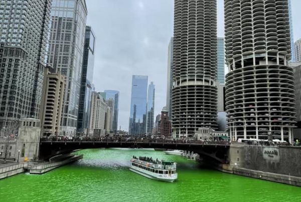 Rivière de Chicago colorée en verte